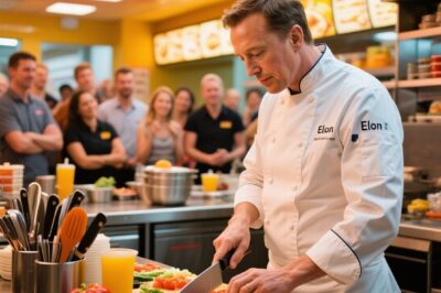 Elon Musk Shocks the World by Quitting Tesla to Flip Burgers at Fast Food Joint! Insiders Reveal the Bizarre Reason Behind the Shocking Decision. As Musk Trades in His CEO Title for a Flip-Flop Apron, the Future of Tesla Hangs in the Balance. What’s Next for the Billionaire?