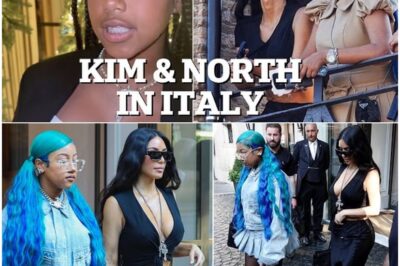 The Unimpressed Heiress: Kim Kardashian’s Daughter North West, with Bizarre Blue Hair, Looks Bored and Unimpressed While Touring Rome’s Iconic Colosseum.