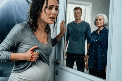 My husband and his mother locked me out in the rain at night — while I was six months pregnant. They watched me through the glass as I was bleeding, before turning off the light. By midnight, I was back on that same porch — only this time, I wasn’t alone. As they opened the door, my husband’s face drained of color. His mother’s voice broke into a scream as the wine glass fell from her hand… because the man was