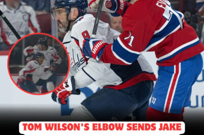 Jake Evans COLLAPSES after Tom Wilson’s SHOCKING ELBOW—fans STUNNED as NHL Player Safety faces RAGE over unchecked VIOLENCE, fueling FEARS that league is IGNORING player well-being. Calls for Wilson’s LONG-TERM suspension ERUPT as hockey community demands an END to DANGEROUS hits threatening careers and lives.