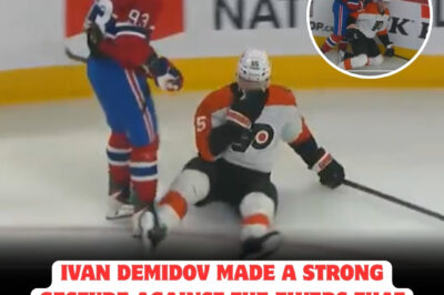 Ivan Demidov’s “EXPLOSIVE” gesture against the Flyers STUNS the hockey world—fans and analysts are in SHOCK as viral footage reveals a moment so UNEXPECTED it could SHAKE the entire season! Social media ERUPTS with speculation, demanding answers about what really happened during this UNFORGETTABLE incident.