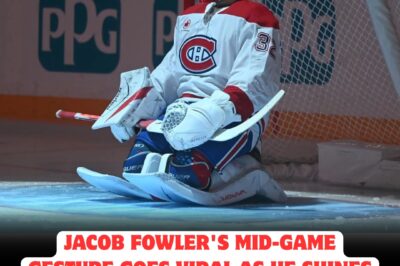 JACOB FOWLER ELECTRIFIES HOCKEY WORLD WITH VIRAL MID-GAME GESTURE—ROOKIE GOALIE’S NHL DEBUT WIN IGNITES INTERNET FRENZY, LEAVES FANS IN AWE AND SPARKS WILD RUMORS ABOUT HIS UNSTOPPABLE CONFIDENCE AND SECRET MOTIVATION THAT COULD CHANGE THE FUTURE OF THE CANADIENS FOREVER!
